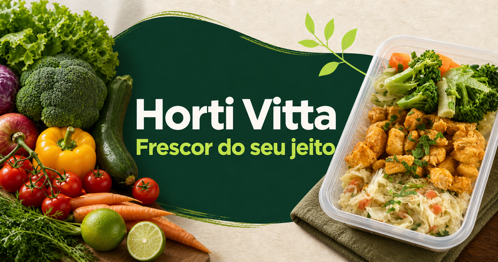 Horti Vitta — Frescor do seu jeito. Cesta de hortifruti e refeição personalizada.